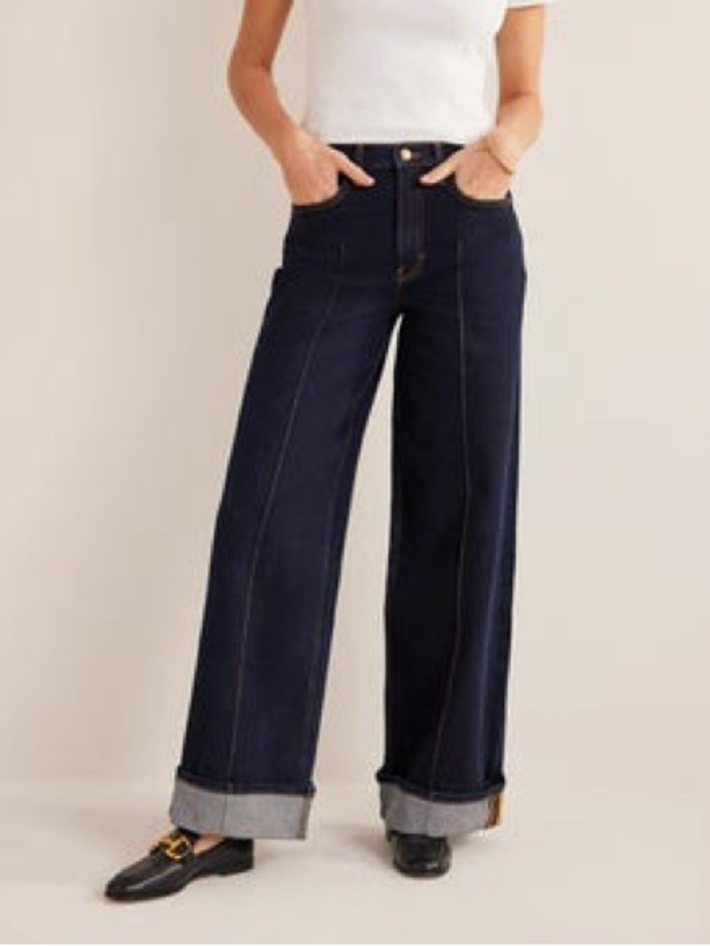 Boden Turn Up Wide Leg Jeans
